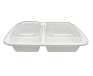 Reusable 2-compartment food container with lid 1000 ml, PP, white