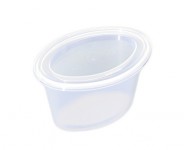 Mērces trauks ar vāku 120 ml, ovāls, PP, caurspīdīgs