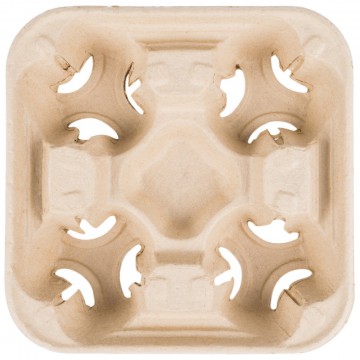 4 Cup Disposable Coffee Tray fiber