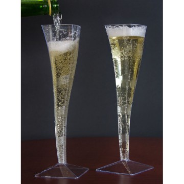 Disposable champagne flute glasses wave-shaped