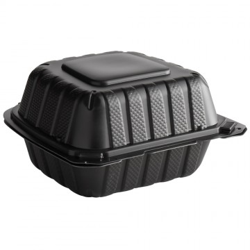 Burger Hinged Lid Containers, 16,5 x 15 cm, MFPP, black