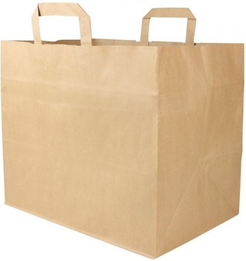 Paper bags with flat handles for takeaway and food delivery kraft