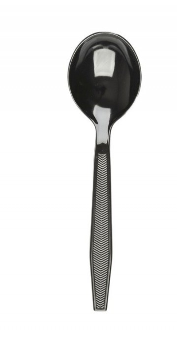 Reusable Palstic Heavy weight soup spoon, PS, black