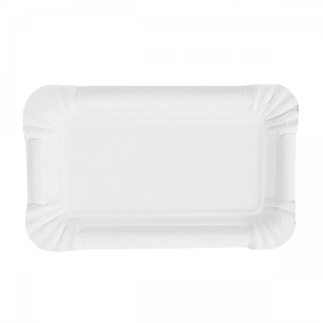 Disposable white paper plate 15 x 9 cm, cardboard, white