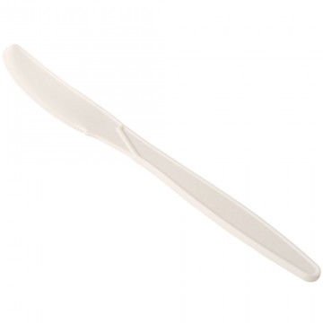 Disposable eco-friendly cutlery. Disposable bio-based knife beige color.