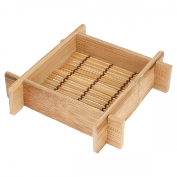 Mini wooden tray 12 x 12 x 3 cm, natural bamboo