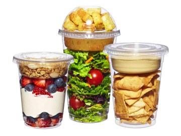 Disposable cups with inserts for desserts, yoghurts and salads